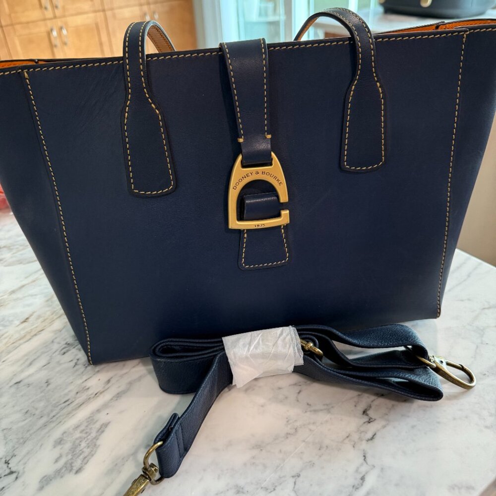 Dooney & Bourke Leather Shannon Tote- Blue/Orange
